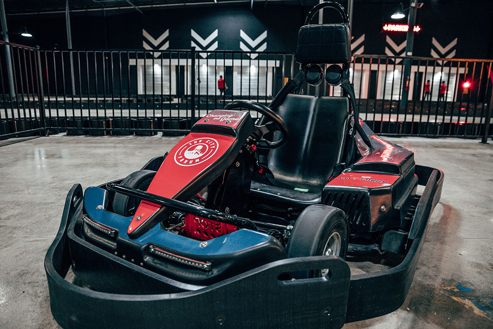 Indoor electric kart race track